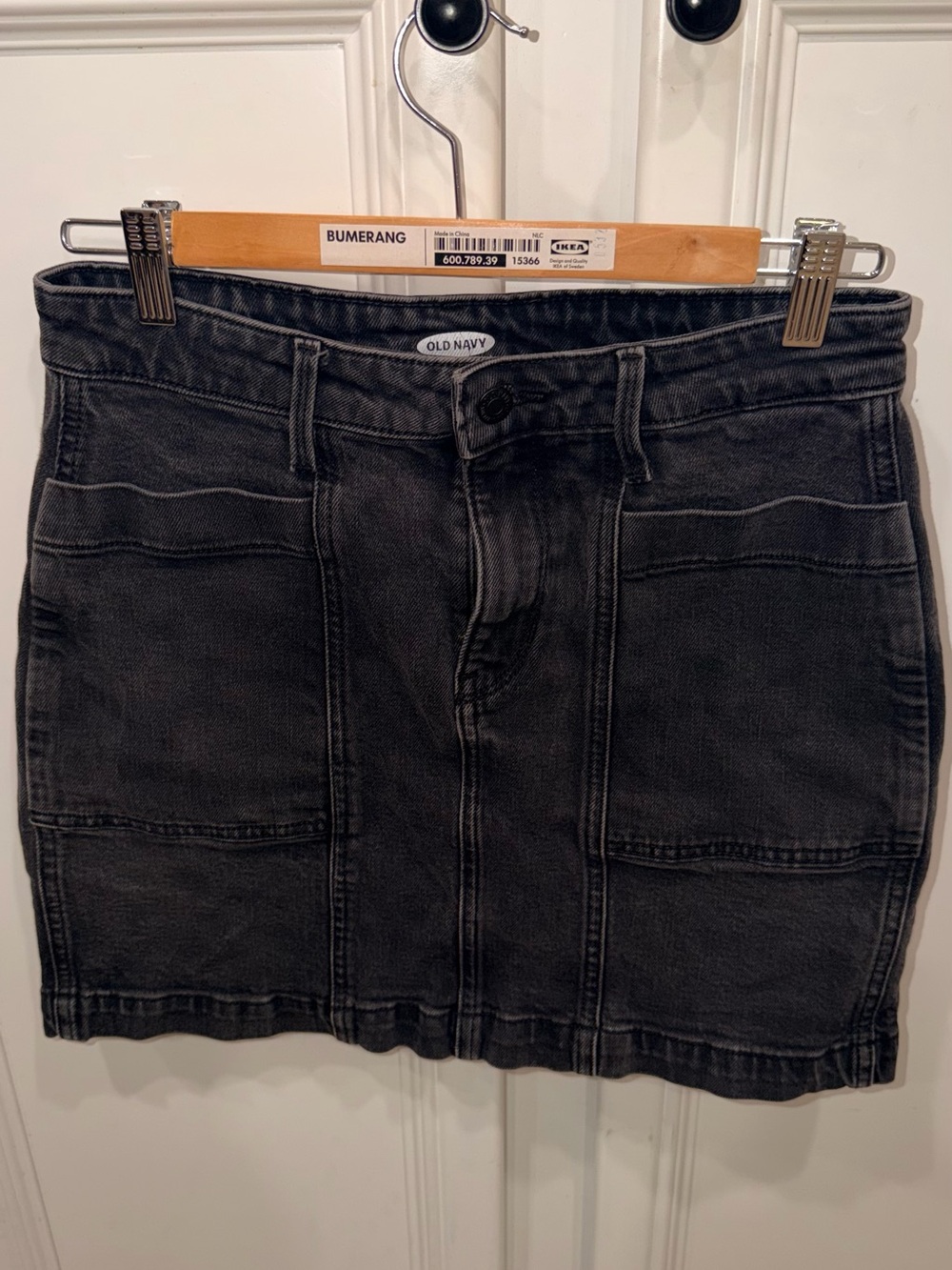 Old Navy Black Denim Pocket Mini Skirt